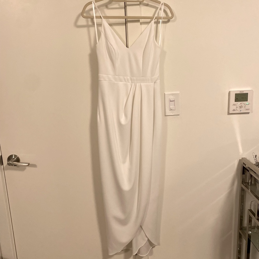 BHLDN Caron V-Neck Crepe Dress in Ivory, Size 4